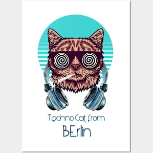 Techno cat from Berlin - Catsondrugs.com - Techno Party Ibiza Rave Dance Underground Festival Spring Break  Berlin Good Vibes Trance Dance technofashion technomusic housemusic Posters and Art